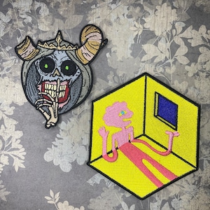 Iron on Patch Cartoon Gods Bundle of 2 Embroidered Patches Adventure Anime Horned King Cosmic Time Lich Pack Value Gift set for Animation