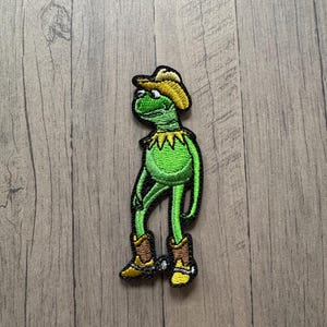 2.5” Cowboy Frog Iron on Patch for Denim Jacket Funny Meme Gift Patch Iron on for Friend Embroidered Goofy Quirky Patch