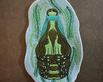 5.5" Gator in the Weeds Iron on Patch Alligator bayou applique southern gothic gift for denim jackets swamp crocodile top view freshwater