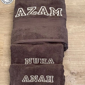 Embroidered Bath Towel, Personalized College Font, Custom Name Gift