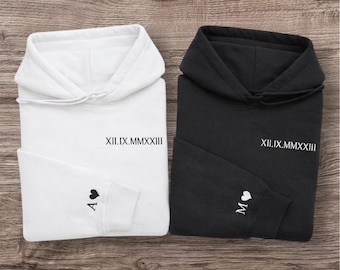 Custom Embroidered Couples Hoodie: Matching Cotton-Blend Sweatshirt