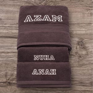 Embroidered Bath Towel, Personalized College Font, Custom Name Gift