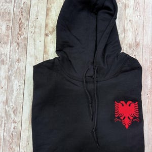 ALBANIAN EMBROIDERY HOODIE Left Chest Eagle Embroidered Perfect Gift for Him/Her/Them