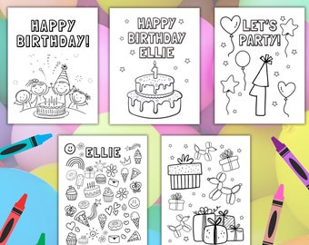 Custom Birthday Coloring Pages, Party Favors Printable, Birthday Party, Coloring Sheets, Digital Download