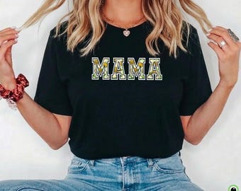 November geboorte Flower Mama T-shirt - chrysant bloemen Varsity Mom Tee - nieuwe moeder verjaardagscadeau - Moederdagcadeau - botanische moeder