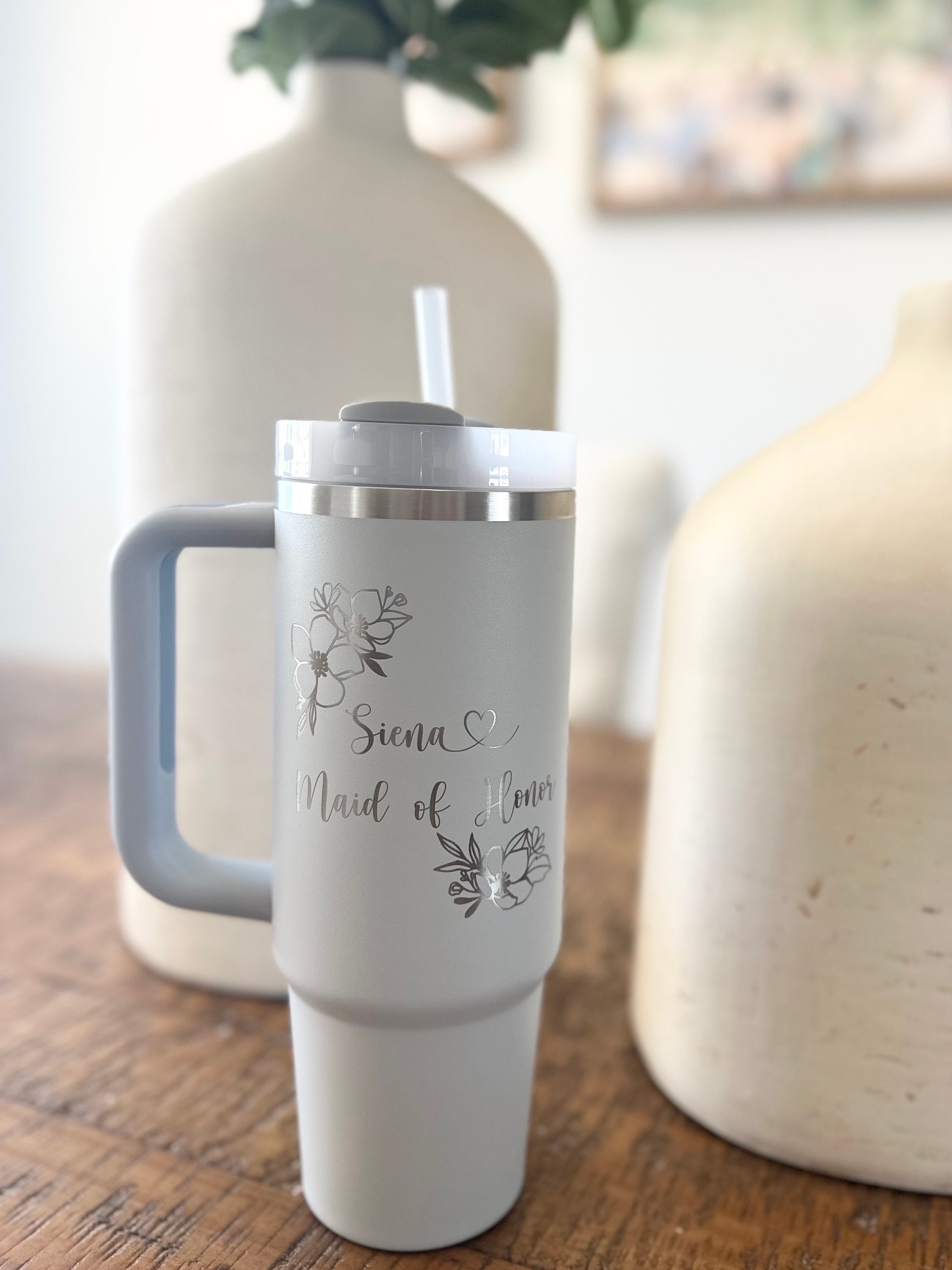 30oz Stanley with Petunia Wrap – Firefly Laser and Engraving