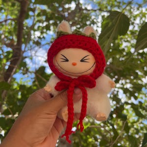 Crochet Tomato Labubu Hat | Labubu Accessories | Crochet Labubu Outfit | Crochet Labubu | Labubus | Custom Labubu Hat | Pop Mart Labubus |