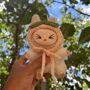 Crochet Peach Labubu Hat | Labubu Accessories | Crochet Labubu Outfit | Crochet Labubu | Labubus | Custom Labubu Hat |