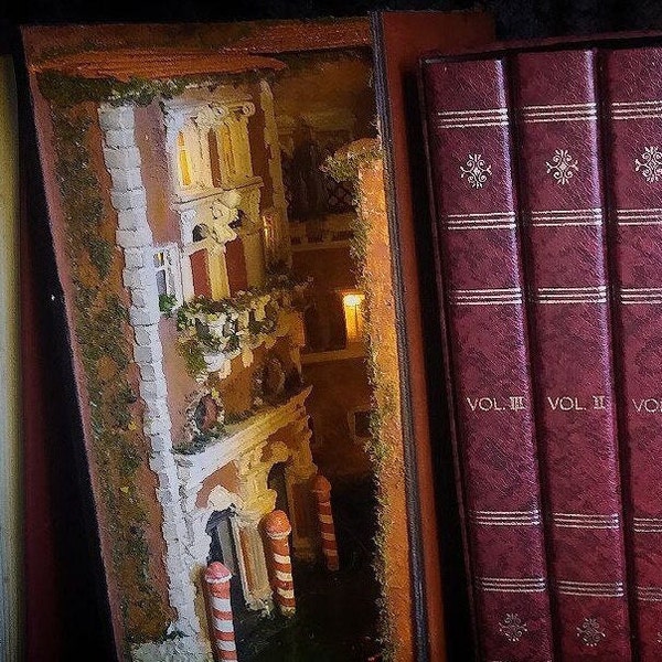 Book nook.Venice canal.Bookshelf insert.Vacation souvenir