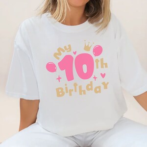 10th Birthday Shirt, Kids Birthday Shirt, Youth Bday Party Top, Gift for Her, 10th Bday Gift, 10th Birthday Shirt Girl