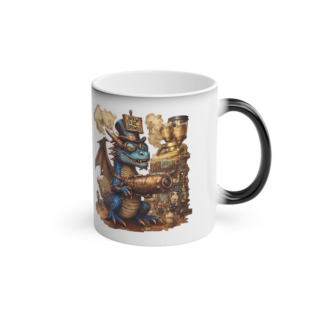 Steampunk Dragon Mug | Fantasy Coffee Cup With Nameplate | Personalized ...