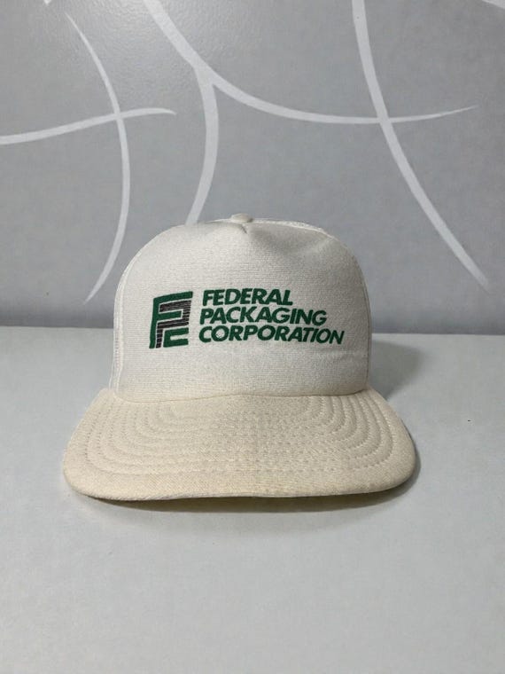 Vintage Federal Packaging Corp Trucker Hat: Green Logo Snapback, USA Made