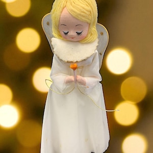 Vintage 1950s Blond Angel Holding a Candle Christmas Tree Ornament Made In Japan 8 Inches Tall
