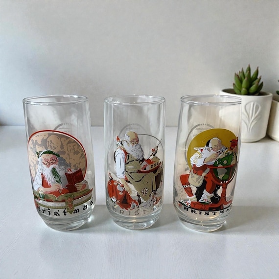 Vintage Norman Rockwell Coca-Cola Christmas Glass – 1920s Santa Claus