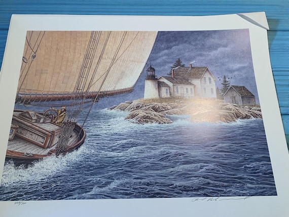 Ben Richmond "Seawinds Beckon" Lithograph: Hand Signed Nautical Art, Lake Erie