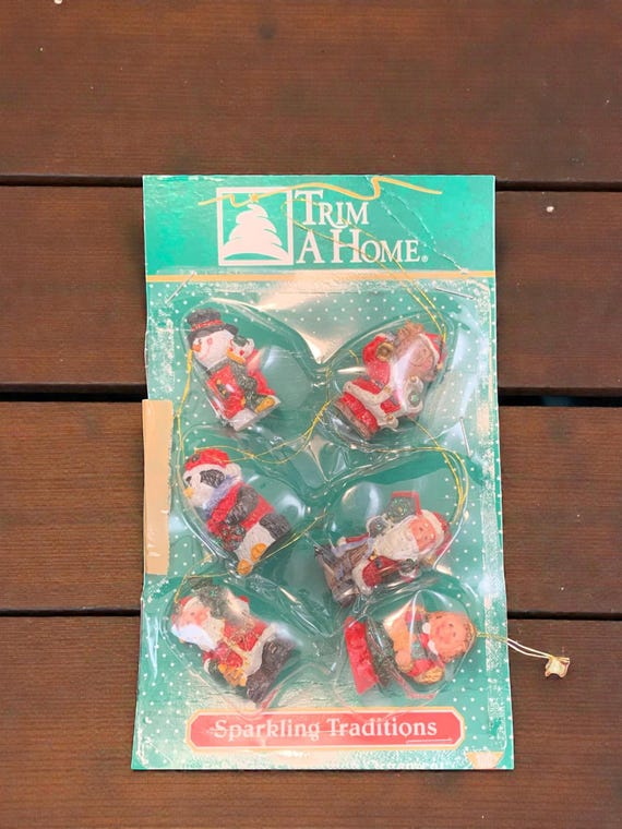 Vintage Claydough Christmas Ornaments: Santa, Penguin, Snowman, Angel - Set of 6