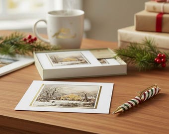 Vintage American Greetings Christmas Cards Snowy Winter Homestead19 Cards & Envelopes From 1976