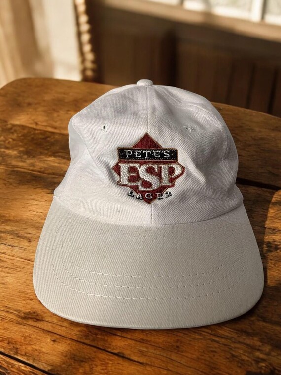Vintage Pete's ESP Lager Baseball Cap: White Stitched Cotton Hat