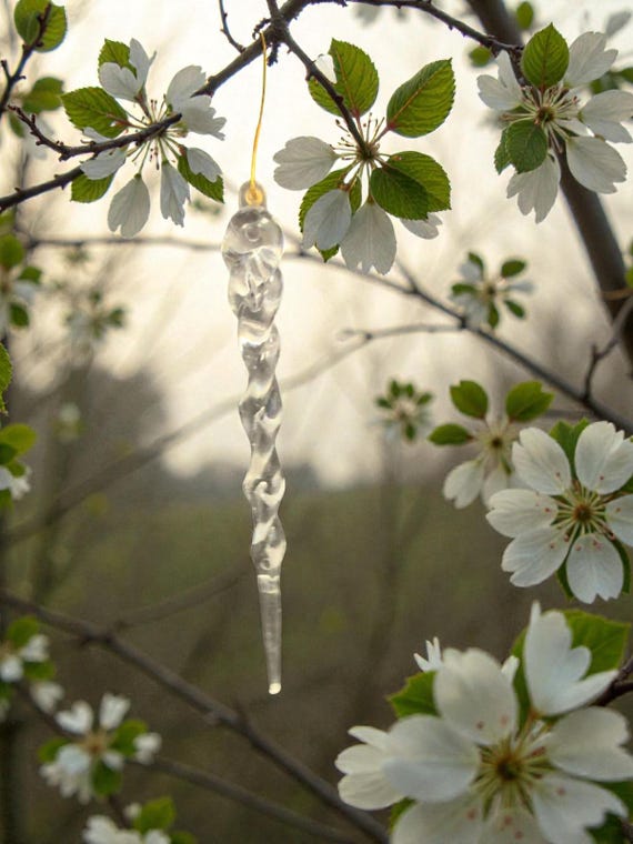Vintage Lucite Icicle Christmas Ornaments: Twisted Clear Set of 10
