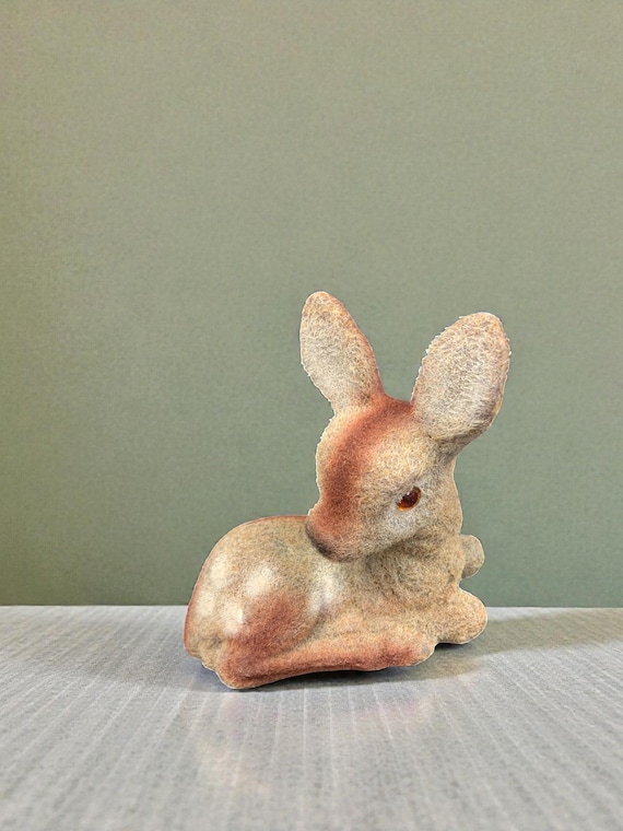 Vintage Commodore Fuzzy Flocked Holiday Fawn Reindeer/Deer Decoration In Original Packaging