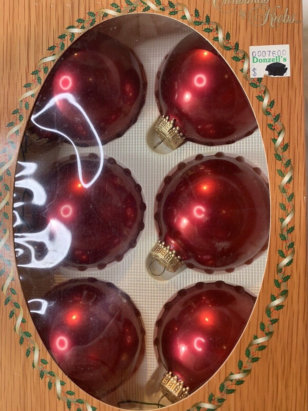 Vintage Christmas by Krebs Glass Ornaments in Imperial Scarlet Red