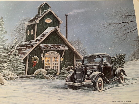 Ben Richmond Christmas at the Studio Lithograph - Limited Edition Signed Holiday Art