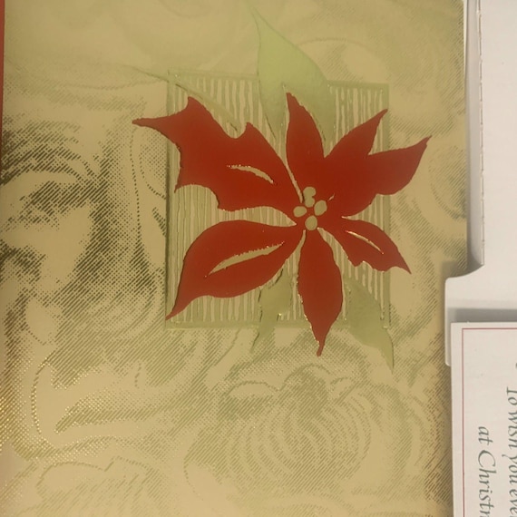 Vintage Hallmark Christmas Cards: Gold Poinsettia, Foil Embossed (18 Count)