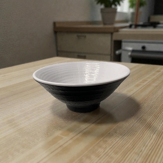 Geometric Melamine Serving Bowl, Black and White, 14 oz