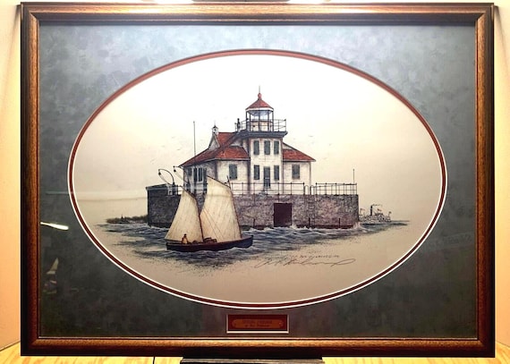 Ben Richmond Lake Erie Lithograph: Nautical Maritime Art, Framed & Signed