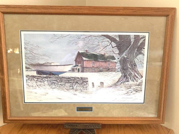 Ben Richmond Lake Erie Lithograph: Signed Nautical Art, Framed