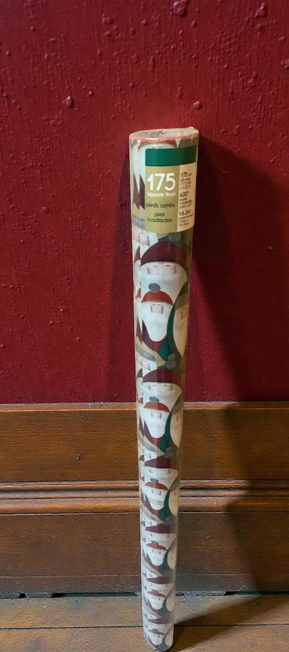 Vintage Toys"R"Us Christmas Wrapping Paper: Folk Art Santa, Sealed