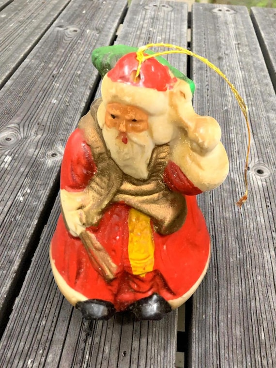 Vintage Ceramic Santa Claus Bell Ornaments - Set of 2