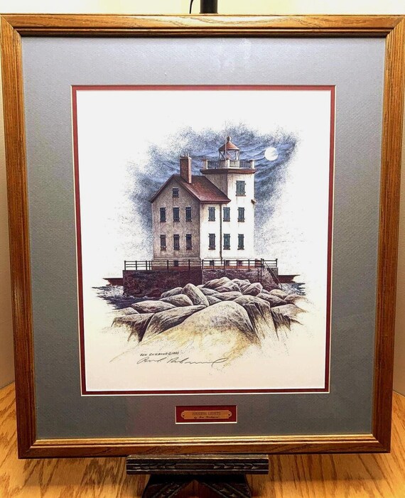Ben Richmond "Harbor Lights" Lithograph: Lake Erie Nautical Art, Framed