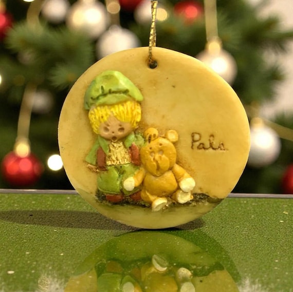 Vintage LaBerge Christmas Ornament: Boy with Teddy Bear, 1983
