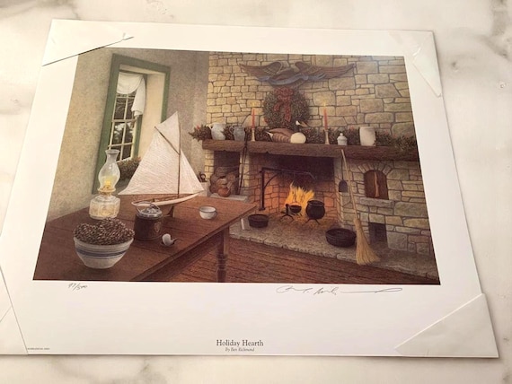 Ben Richmond Lithograph: Holiday Hearth, Signed Limited Edition Art