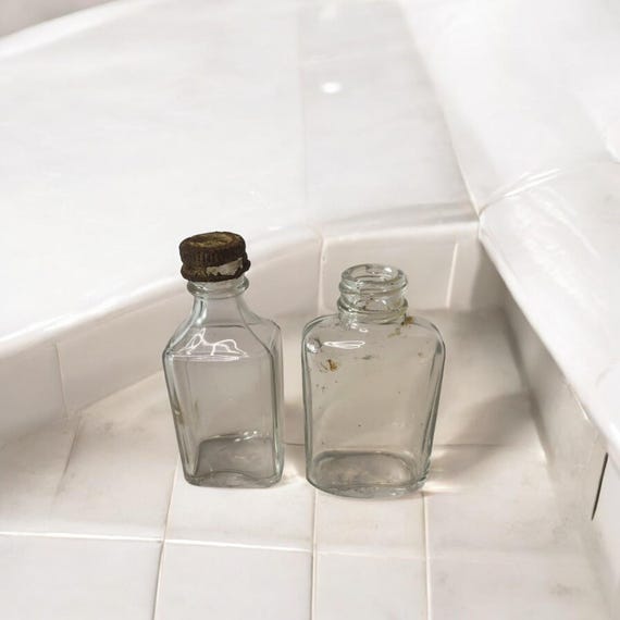 Vintage Embossed Glass Bottle Set, Owens Illinois, 1938