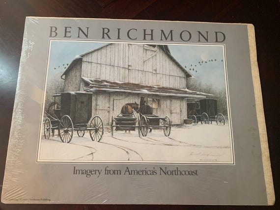 Signed Amish Barn & Buggy Poster: Ben Richmond, North Coast Ohio