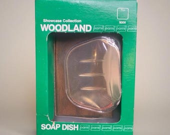 Vintage Woodland Oak and Polished Chrome Soap Dish – Wall Mount/Countertop (NOS)