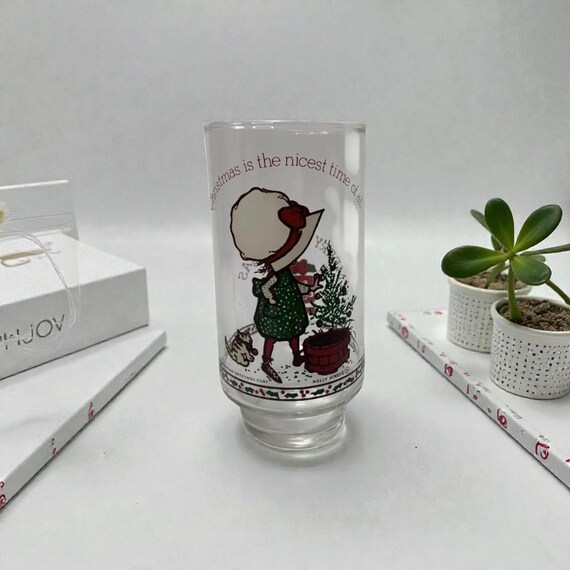 Vintage Holly Hobbie Collectible Coca-Cola Christmas Glass By American Greetings Corporation Christmas Tree Kitty