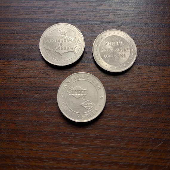 Vintage Sunoco & Shell Collector Coins: 1970s Antique Car Series