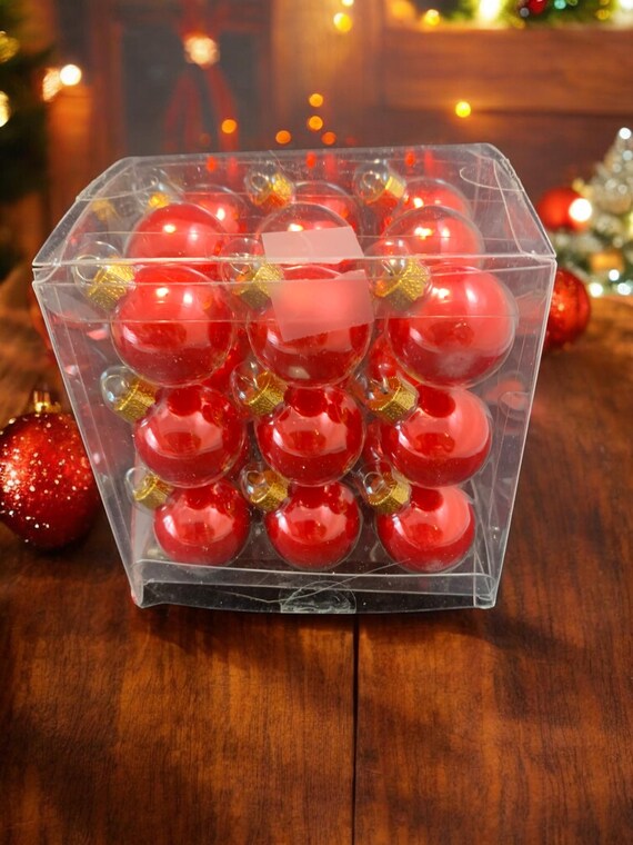 Vintage Darice Red Glass Ornaments: Set of 27, Original Box