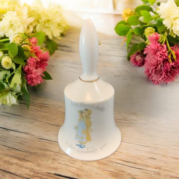 Vintage Holly Hobbie Porcelain Bell: A Mother's Smile, 1970s Decor