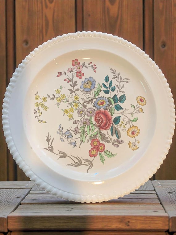 Vintage 1950s Copeland Spode Romney Gadroon Floral Pattern Chop Serving Platter 13" Around