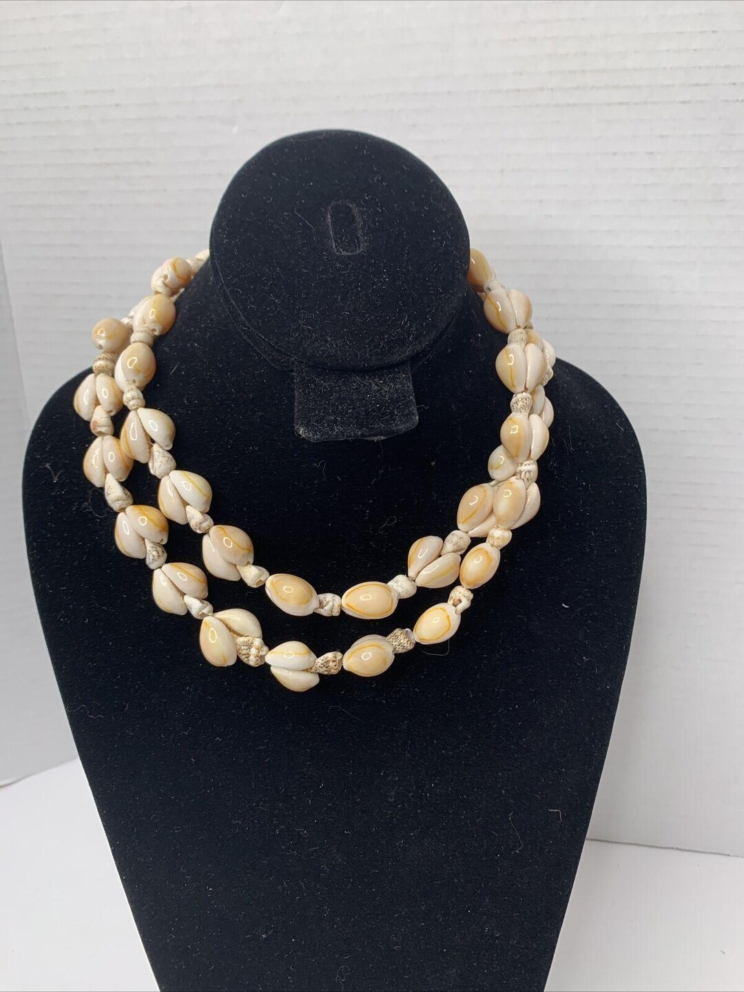Conch Rope Vintage Cowrie and Conch Seashell Rope Necklace Brown and Beige 32 ...