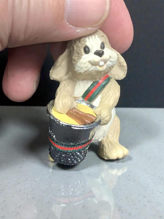 Vintage Hallmark Thimble Keepsake Christmas Ornament Drummer Bunny Rabbit #10 In Series From 1987