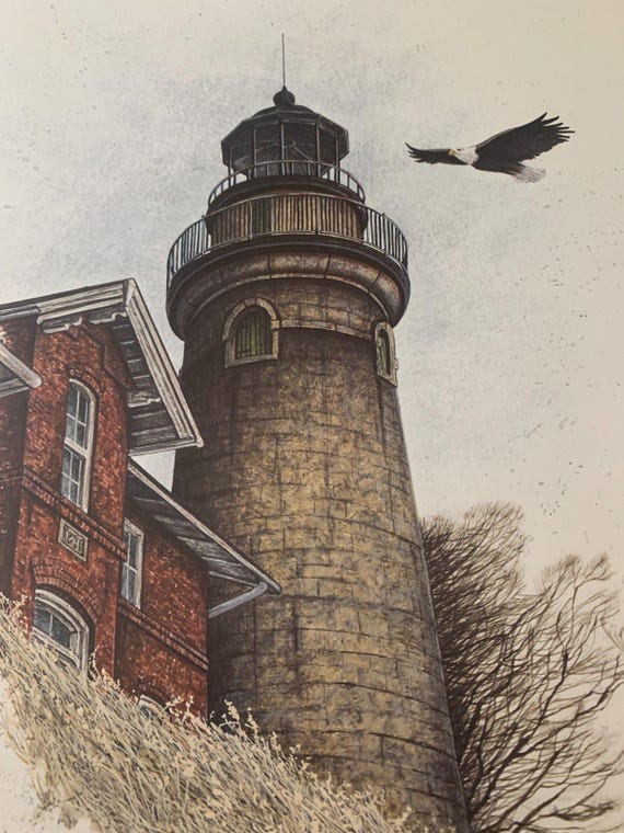 Fairport Harbor Lighthouse Lithograph: Signed Limited Edition Coastal Wall Art