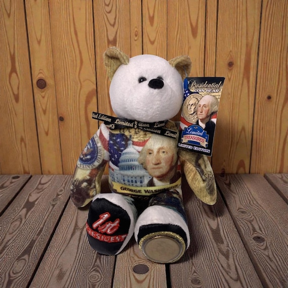 George Washington Teddy Bear with Presidential Dollar Coin - Limited Edition