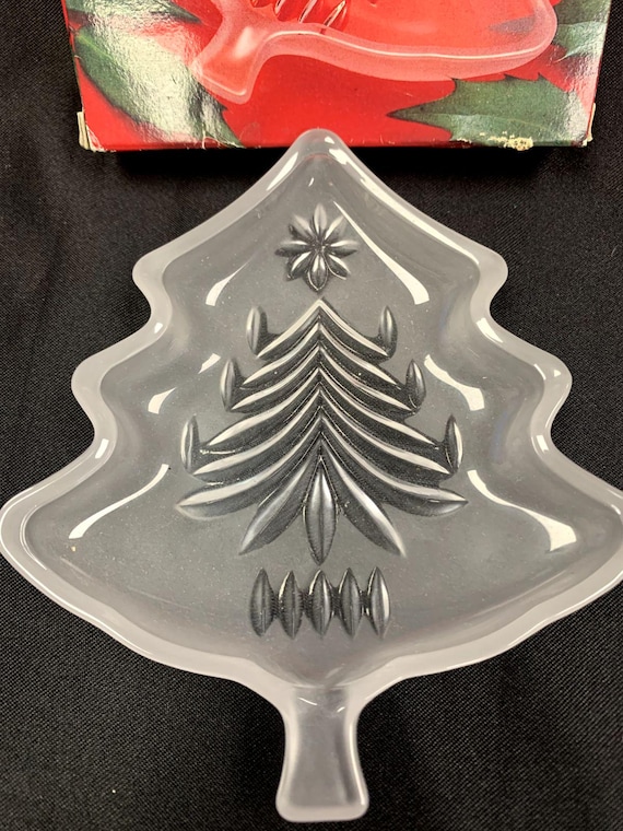 Mikasa Frosted Crystal Yuletide Christmas Tree Candy Sweets Treats Dish/Plate In Original Box