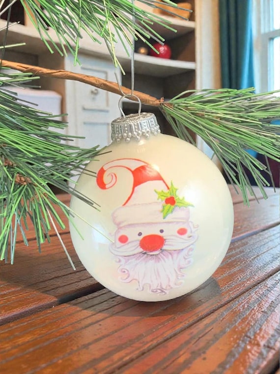 Vintage Krebs Glass Santa Christmas Ornaments - Set of 4