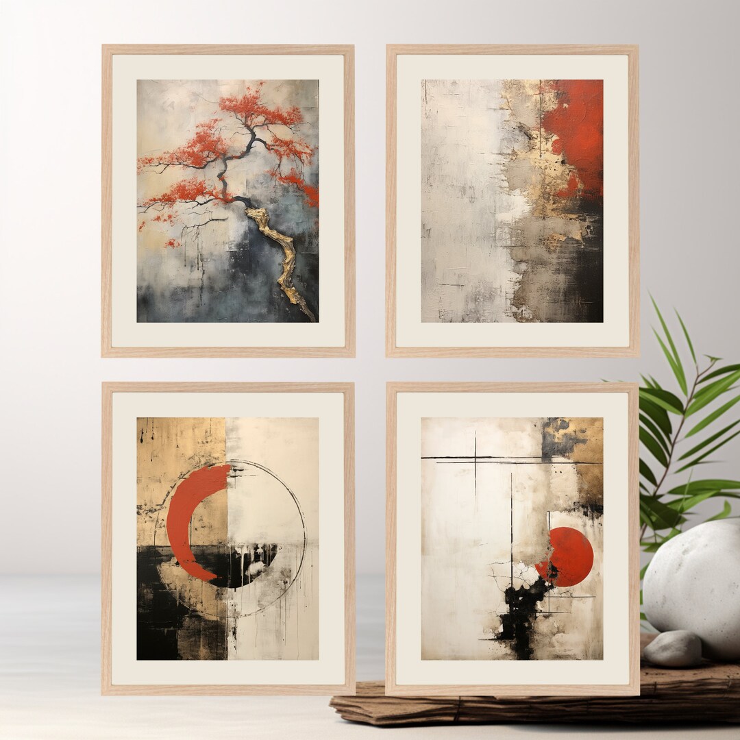 Japandi Art Wabi Sabi Wall Art Japandi Wall Art Set of 4 Zen Wall Decor ...